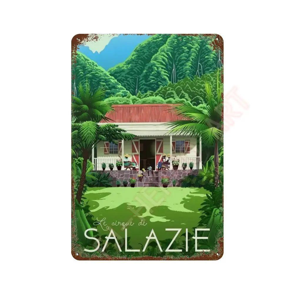 Nordic Travel Poster Aesthetic Vacation Illustration Metal Tin Sign Plaque Wall Mural Plates Home Decoration Kawaii Room Decor