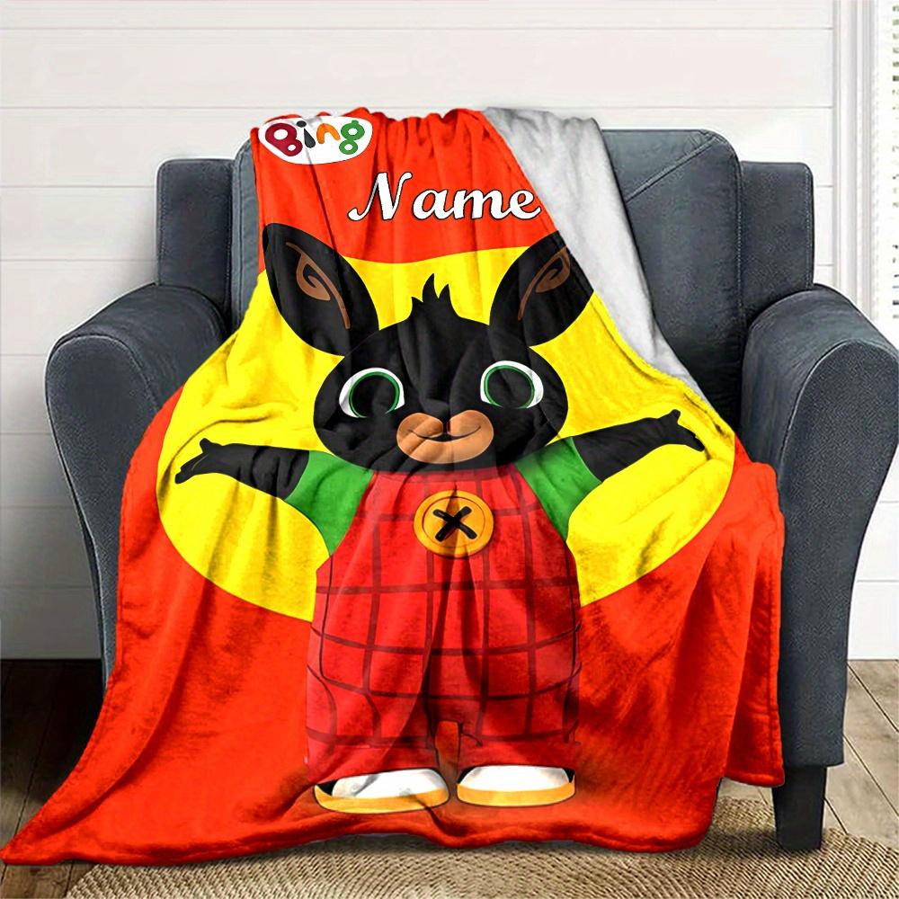Bing Bunny Flannel Blanket With Customizable Name Soft And Comfortable Shawl Blanket For All Seasons Suitable For Home Travel Camping Office