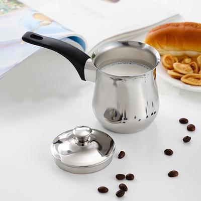 Paslanmaz Çelik Kahve Potu Soğuk Tutamaklı Süt Isıtıcı Tereyağı Eritme ve Soslar İçin Küçük Sos Tenceresi Ev Restoran Kafe İçin Taşınabilir Espresso Makinesi