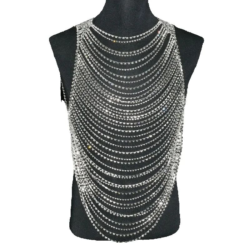 Fashion Luxurious Men Women's Body Chain Underwear With Rhinestone Banquet Stage Performance Party Clothing Jewelry Accessories