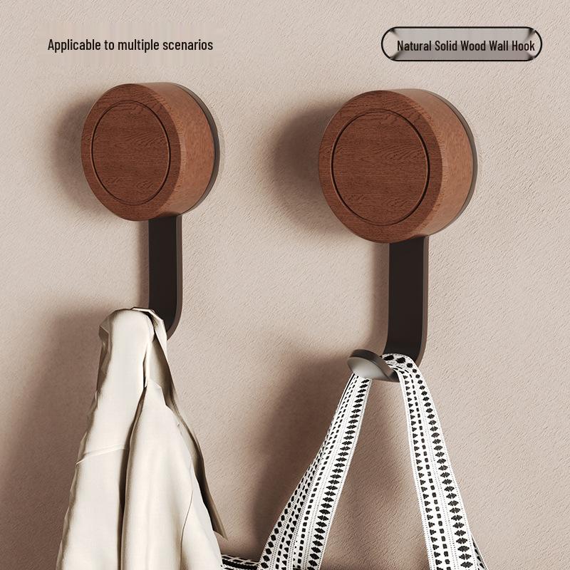 Solid Wood No-Drill Strong Suction Hook for Bathroom or Hallway