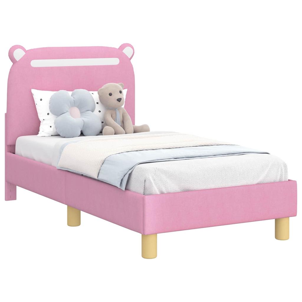 Kids Bed Frame with Headboard Pink 70 X 140 Cm Fabric