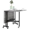 Folding Dining Table on Wheels, 4-6 People, 120 cm, Braked Wheels, 2 Drop Leaves, Industrial, Grey