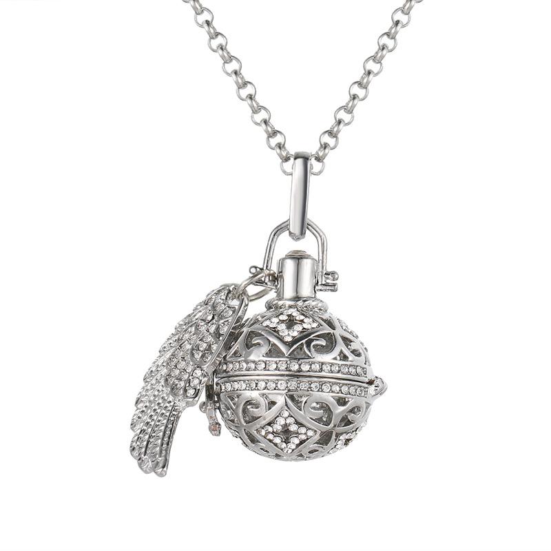 Mexico Chime Two-Color Feather Caller Locket Piano Ball Necklace Essential Oil Diffuser Perfume Musical Pendant New Jewelry
