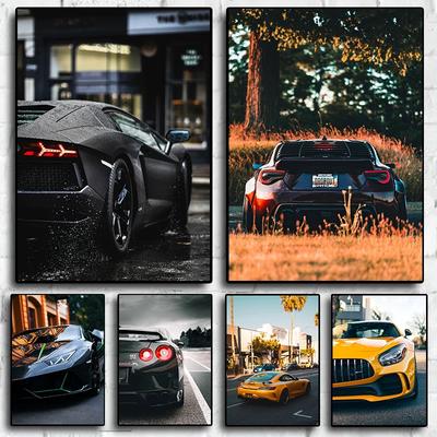 World Mingche Sports Car Retro Poster Minimalist Wall Art Print Canvas for Living Room Modern Home Decor