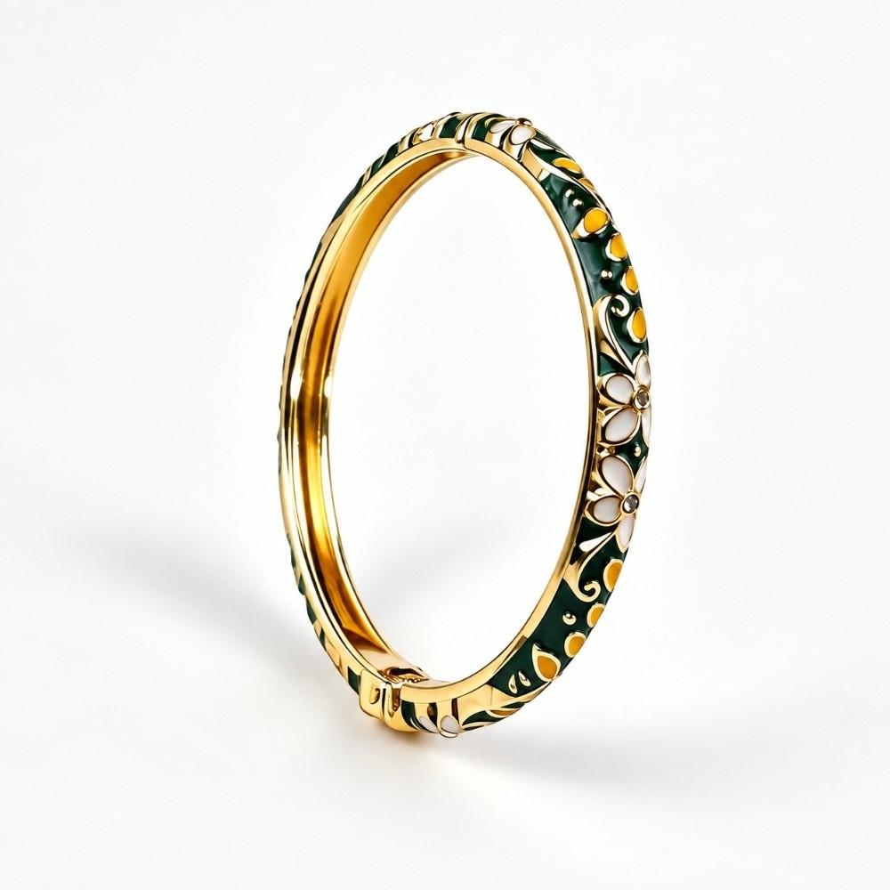 Traditional Flower Bangle Colorful Women's Hand Bracelet Vintage Cloisonne Bangle  Ladies