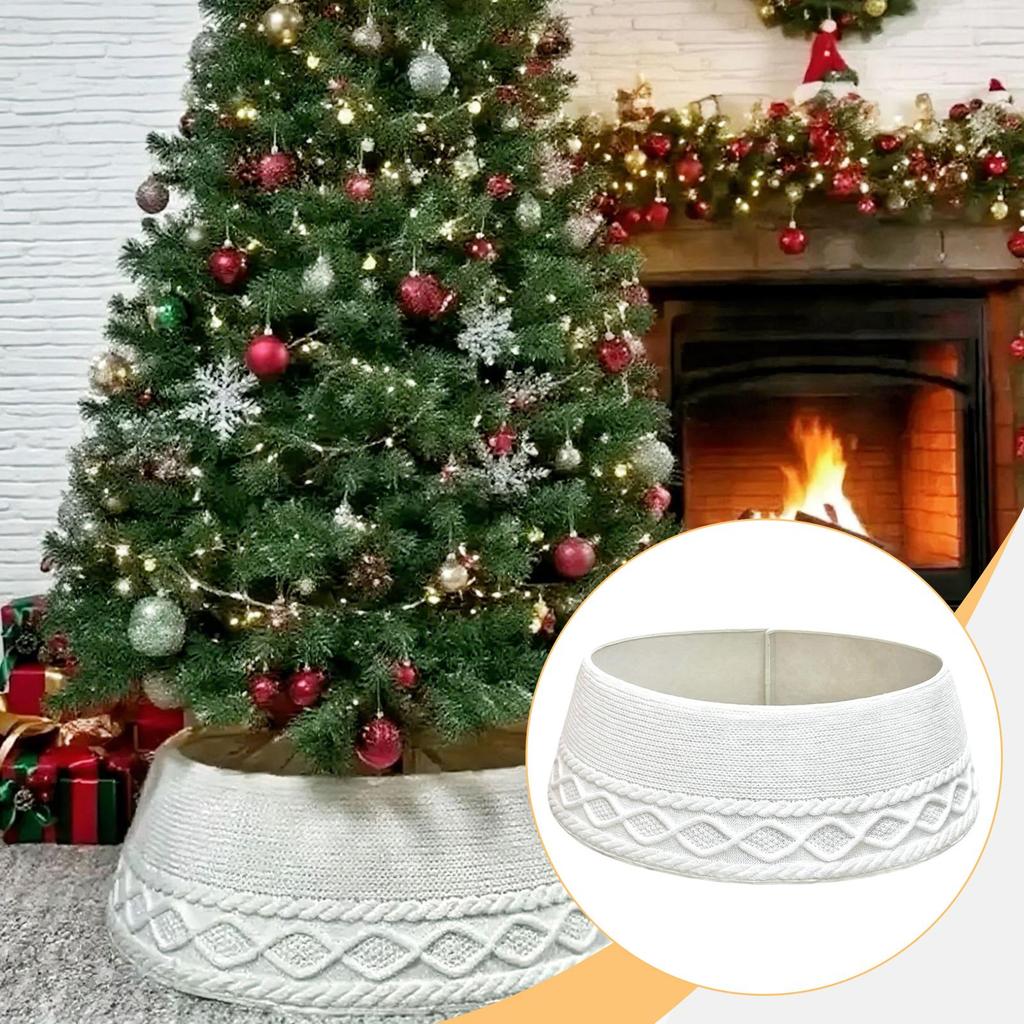 Adjustable Knitted Christmas Tree Skirt Stretchable Multipurpose Easy Setup for Indoor Decor Accessories Xmas Decoration