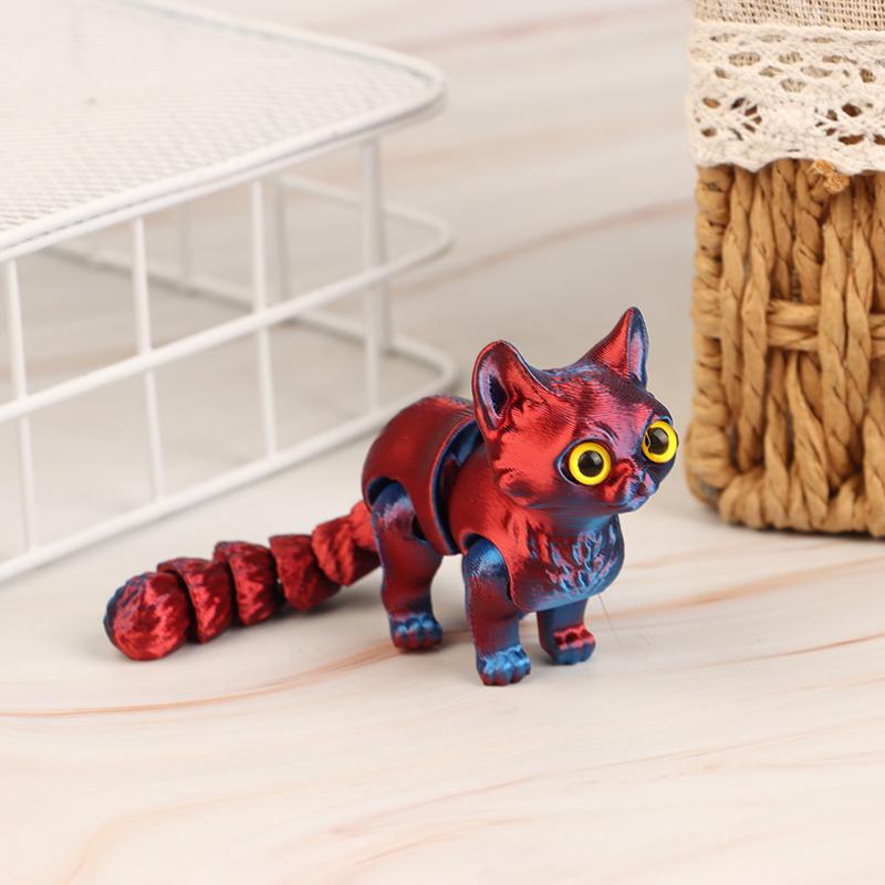 1PC 3D Printable Movable Tail Joints Cute Cat Ornament Children's Gift Toy Model Car Desktop Decorations New High Quality Gift