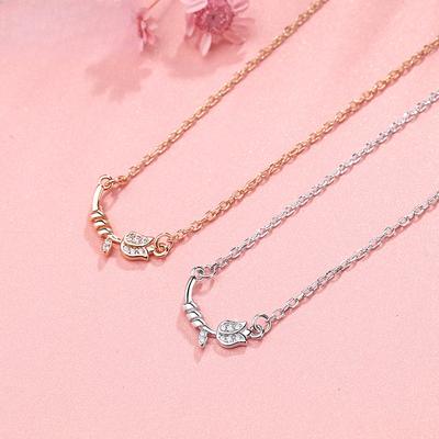 Rose Necklace Women's Trend Collarbone Chain Ins Style Korean Version Temperament Pendant Niche Jewelry