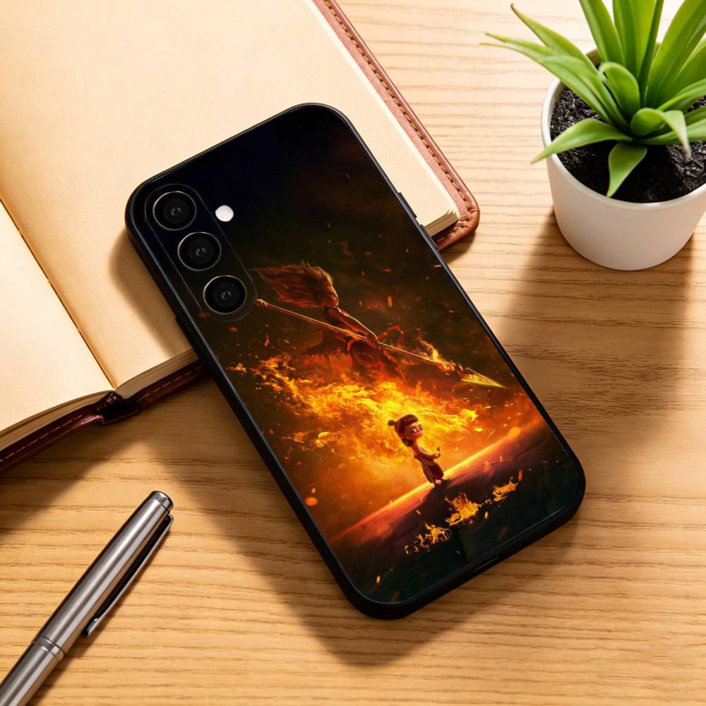 

Chinese Mythology Na Zha Phone Case Black Silicone Soft For Samsung Galaxy A73,A72,A71,A70,A53,A52,A51 Samsung a32 5g