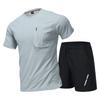 Men's Summer Ice Silk Quick-Dry T-Shirt and Shorts Set for Outdoor Fitness.
