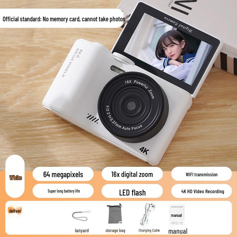 64MP HD Retro Flip Screen CCD Digital Dual Camera for Selfies