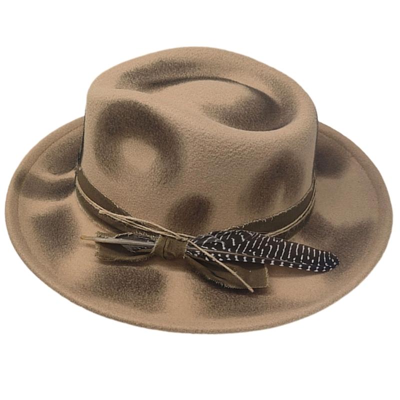 

Fashion Hat Feathered Embellishment Music Festival Hat Accessory хакі