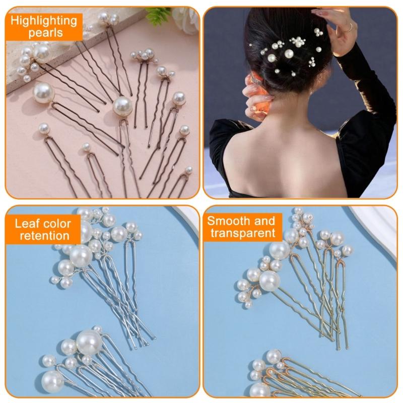 Set von 12 Perlen Haarspangen Styling-Accessoires U-Form Design Sicherer Halt Haarspange für Hochzeit Braut Hochsteckfrisuren Hochsteckfrisuren Formen