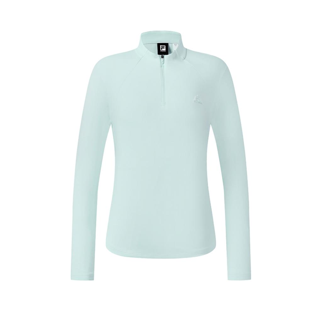 FILA Explorer Classic Comfortable Versatile Slim Fit Elastic Half-Zip Knit Long Sleeve T-Shirt Women Tops Dream-Awakening-Green A11W547203FLG