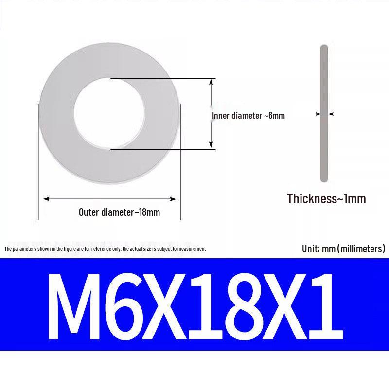 304 Stainless Steel Ultra-Thin Flat Washer, Thickness: 0.1/0.2/0.3/0.4/0.5 Mm, Sizes M1-M8