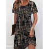 Summer Ladies 3D Printed Short Sleeve Dress Fashion Versatile Trend Breathable Casual