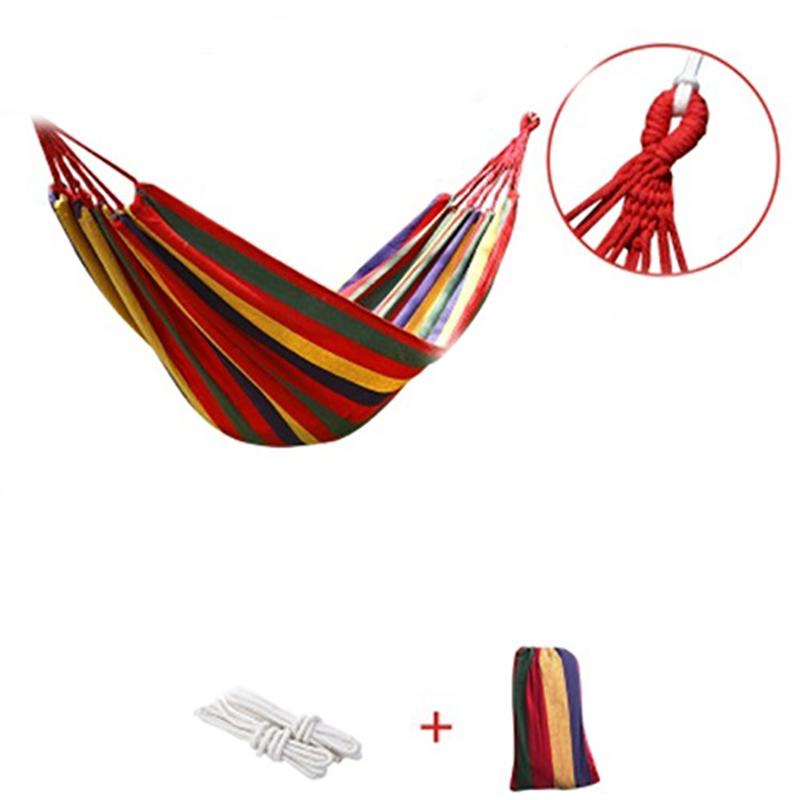 

Outdoor Camping Indoor Swing Thickened Colored Strips Adult Double Anti-rollover Canvas Hammock No Wooden Sticks