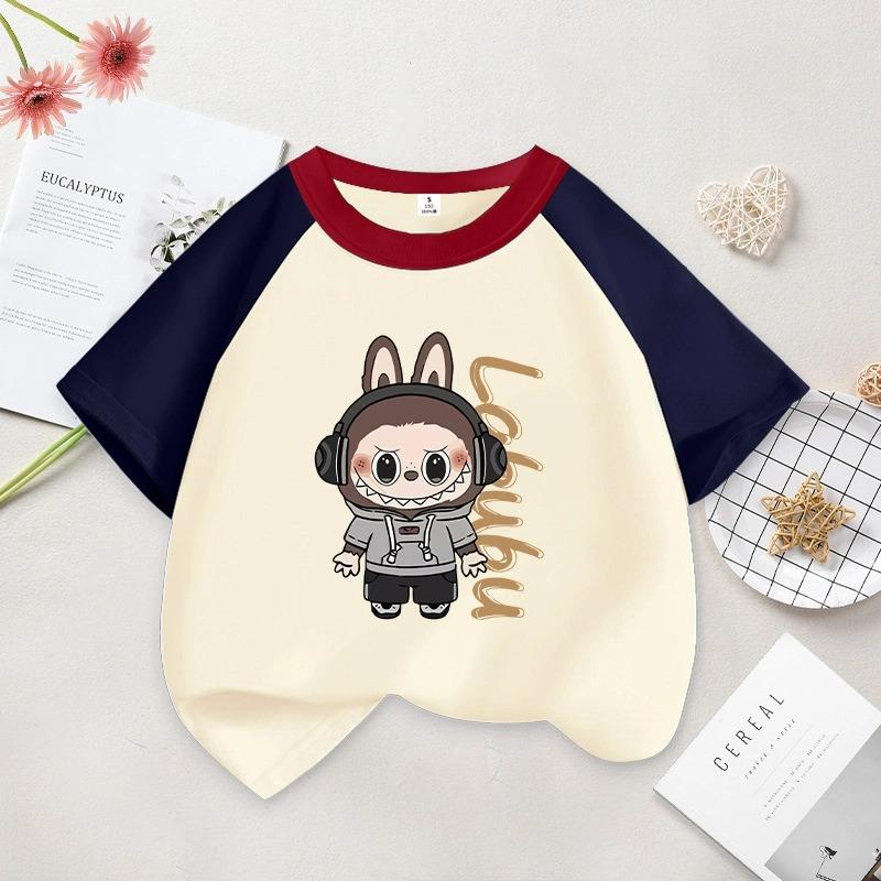 Kreslená grafika Dětská Dámská LABUBU Potištěné Tričko Léto Dámská Móda Dívčí Tričko s Krátkým Rukávem Top Pulovr Oblečení