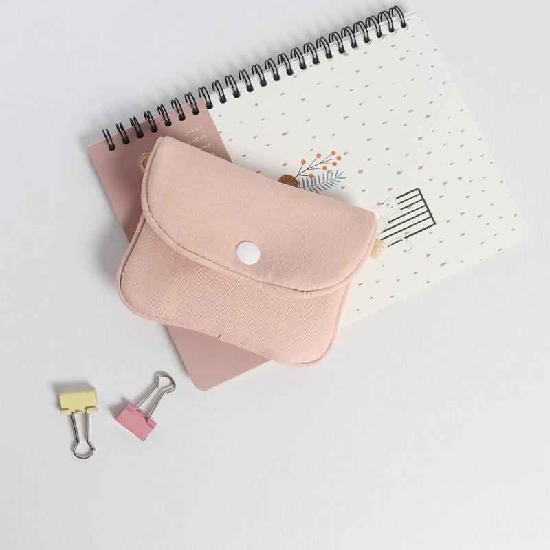 Portable Mini Cash Wallet Solid Color Cotton Cosmetic Bag Soft Lightweight Earphone Bag Women