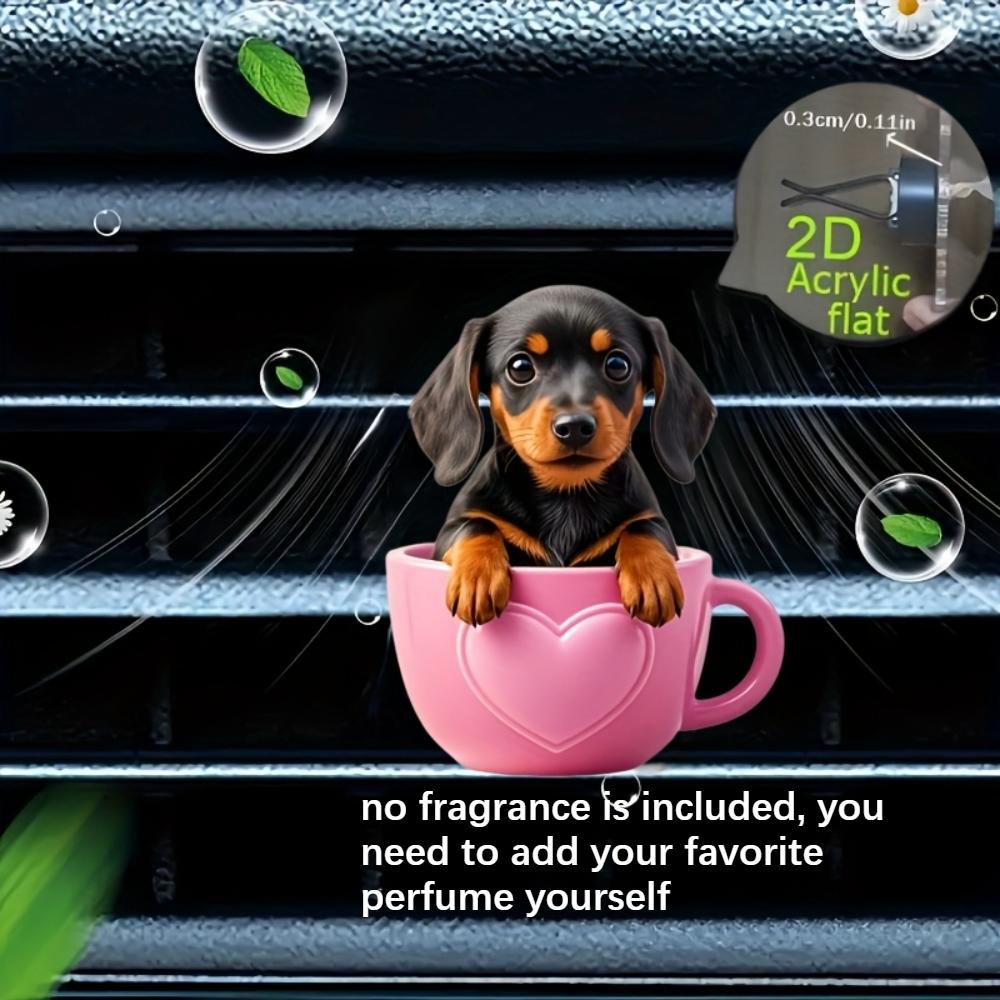 2D flat cup dog car vent clip decorative diffuser (fragrance not included), car interior decoration, aromatherapy clip, ideal for holiday gifts