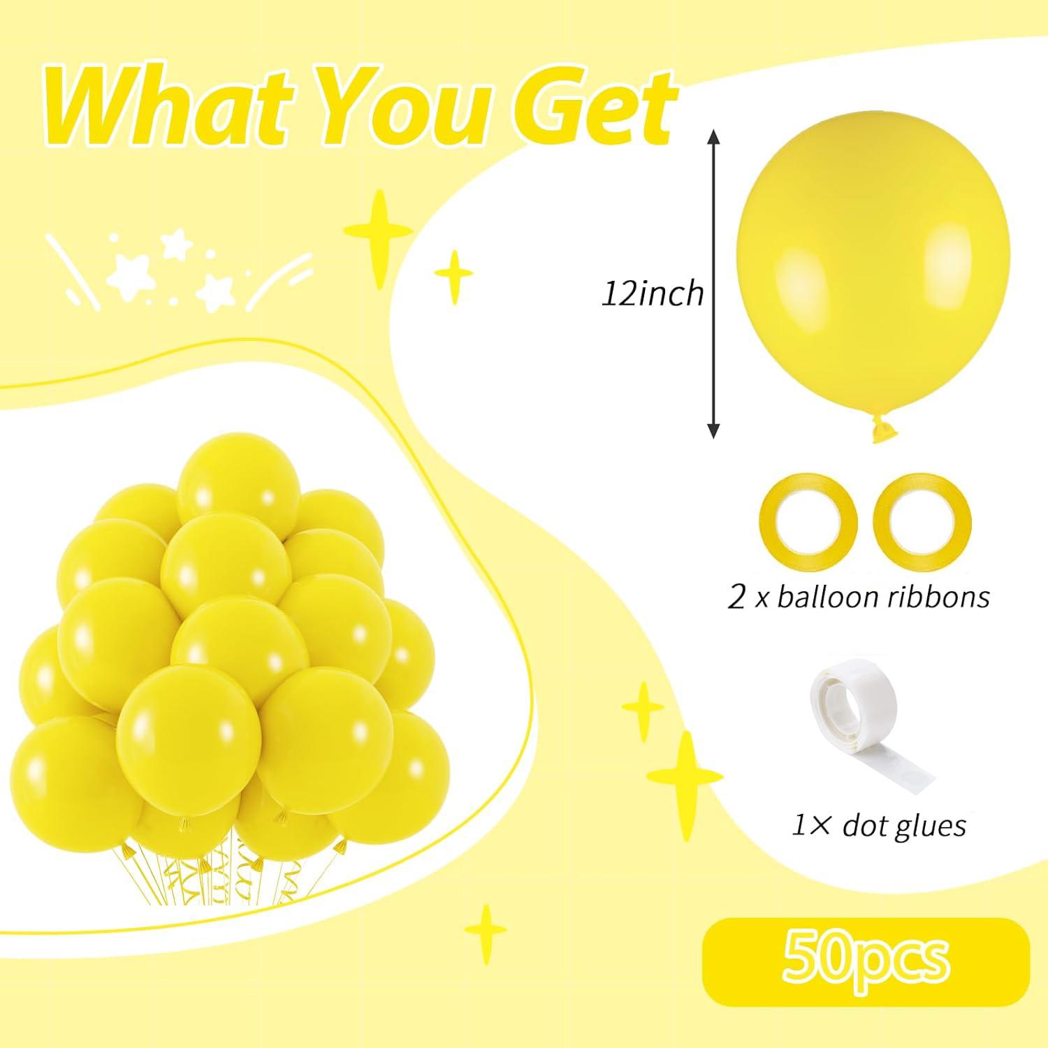 

12inch-50pcs red, green, white, and yellow latex balloon set, suitable for weddings, birthdays, popular parties, bridal showers 12INCH жовтий