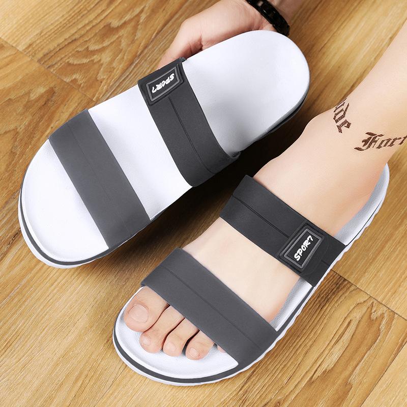 

Мужские тапочки для летней носки, нескользящие и износостойкие, классные тапочки для повседневного пляжа, толстая подошва, мягкая подошва, мужские цельные тапочки 45 серый