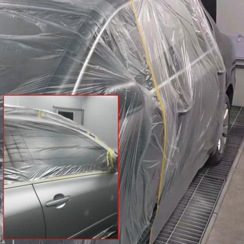 1Roll Pre-Taped Masking Film Blue Plastic Sheeting Automotive Washi Tape No Residue Painters Plastic Drop Cloth For Painting