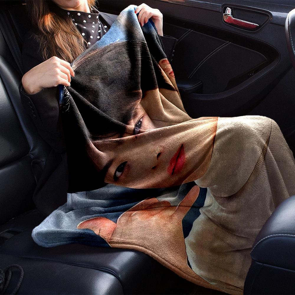 1Pc Cha Eun-woo Blanket Soft Comfortable Polyester Blanket All Season Warm Throw Bedroom Office Outdoor Use Ideal Christmas Gift Choice Print Home Bla