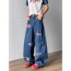 2026 Embroidered Denim Pants Loose Fit High Street Style Wide Leg Jeans Teens