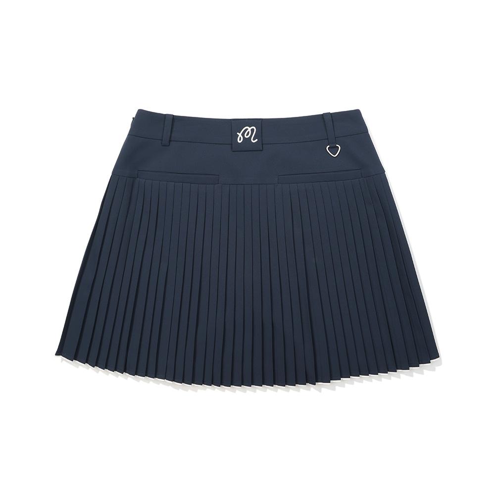 MALBON GOLF Wide Waistband Fine Pleated Skirt Navy (Woman)