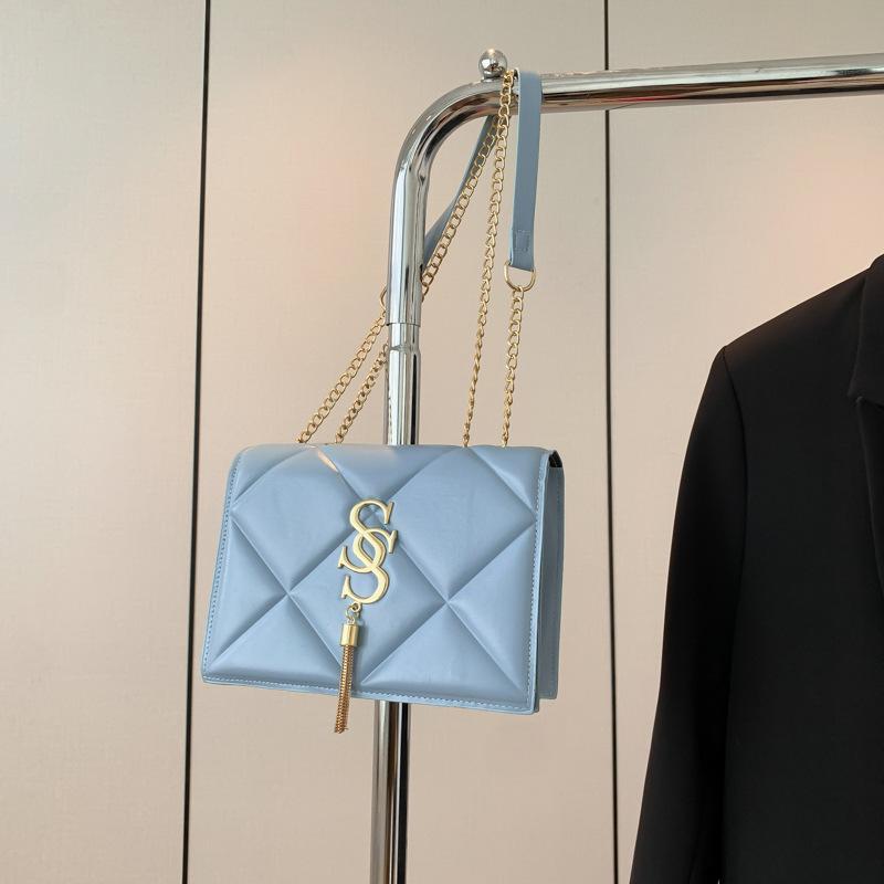 

Корейська версія модної жіночої повсякденної сумки в корейському стилі 2024, нова модна і красива маленька квадратна сумка на одне плече з простими вставками через плече синій