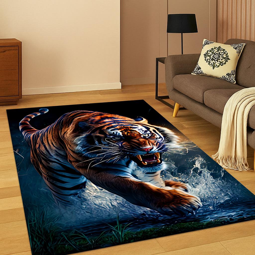 Tiger Animal cartoon Carpet Rug for Home Bedroom Living Room Playroom Sofa Kitchen Doormat Decor, Kid Play Non-slip Floor Mat