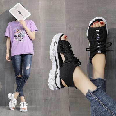 Damen Sandalen Keilabsatz Schuhe Sommer Plateau Sandalen Damen Schuhe Damen Slip on Peep Toe Gestrickte Damen Sneakers Casual