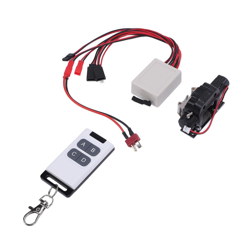 RC Car Winch Simulated 1 10 Scale RC Model Crawler Car Metal Winch with Connecting Line and Remote Controller for Axial