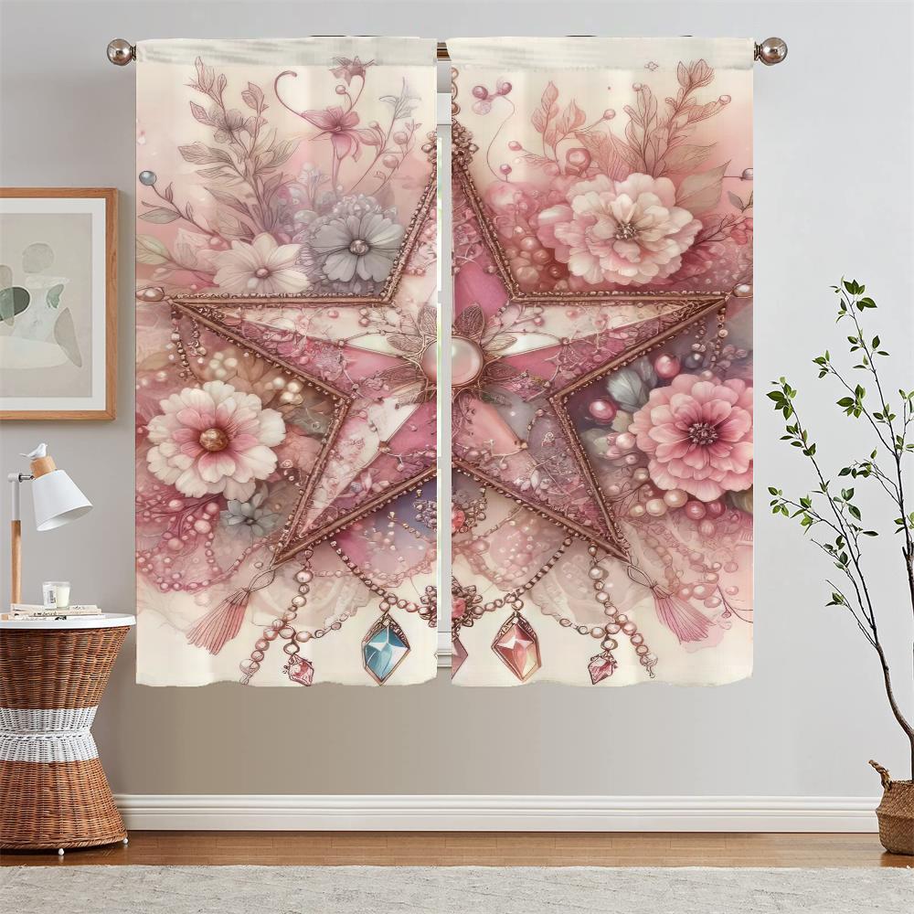 

Розовые Звезды Плотные Шторы для Гостиной Перегородки Спальни Шторы 2 Части Шторы Дом и Украшения Кудри Жалюзи W50xH70cmx2pcs-CL