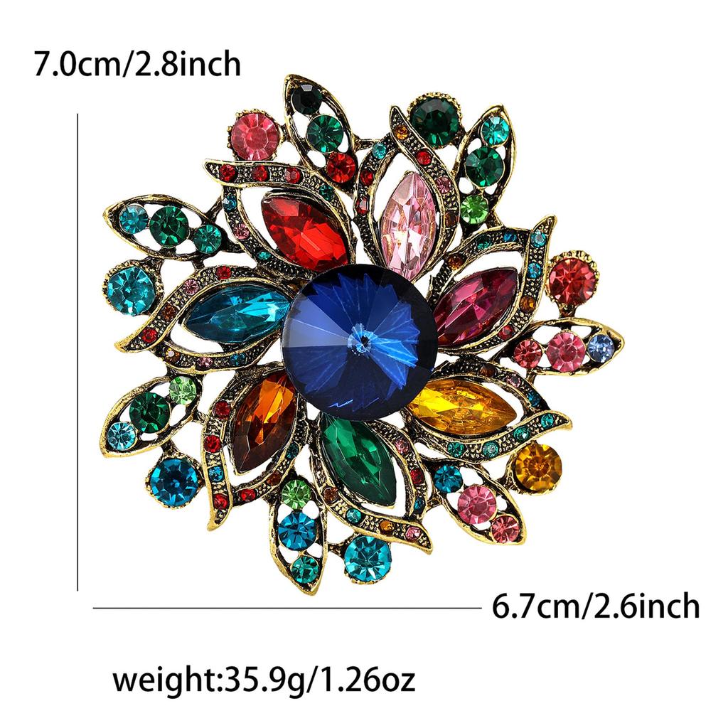 Elegant Alloy Rhinestone Glass Brooch - High-End Ladies' Suit Pin