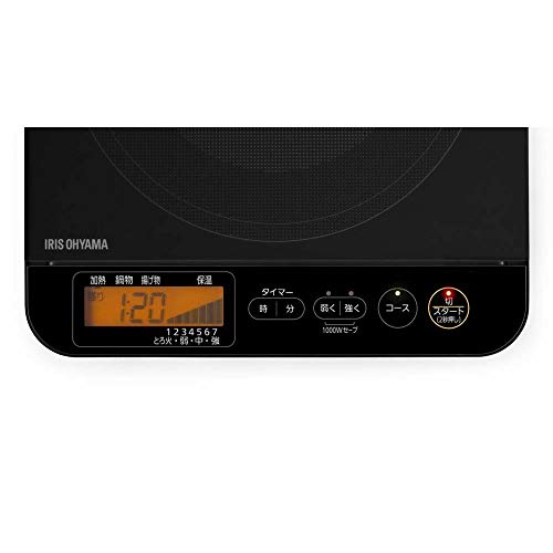 Iris Ohyama IH Cooking Heater, 1 Burner, with LCD, 1400W, Overflow Prevention, Automatic Temperature Adjustment, IH Stove, Tabletop, 7 Levels of Heat