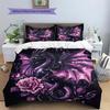 Fialový drak Vzor Povlečení Přikrývka Sada Povlak na přikrývku Povlak na polštář Domácí dekorace Dárek (1 * povlak na peřinu + 2 * povlak na polštář, bez jádra)