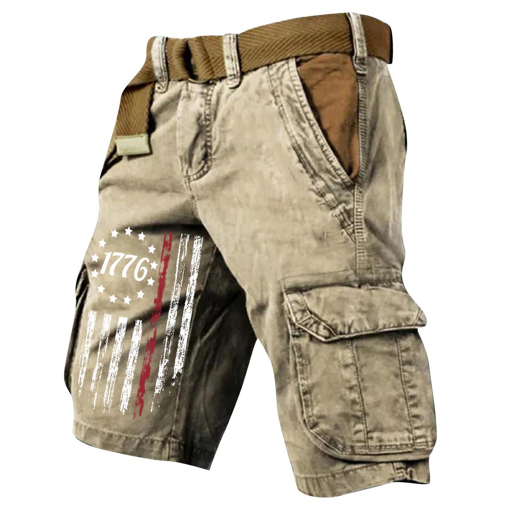 Pantaloncini Cargo Casual Stampati da Uomo per l'Estate con Tasche Multiple