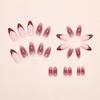 24pcs Manicure Long Almond False Nails Simple Cherry Color Fake Nials French Detachable Press on Nails Women