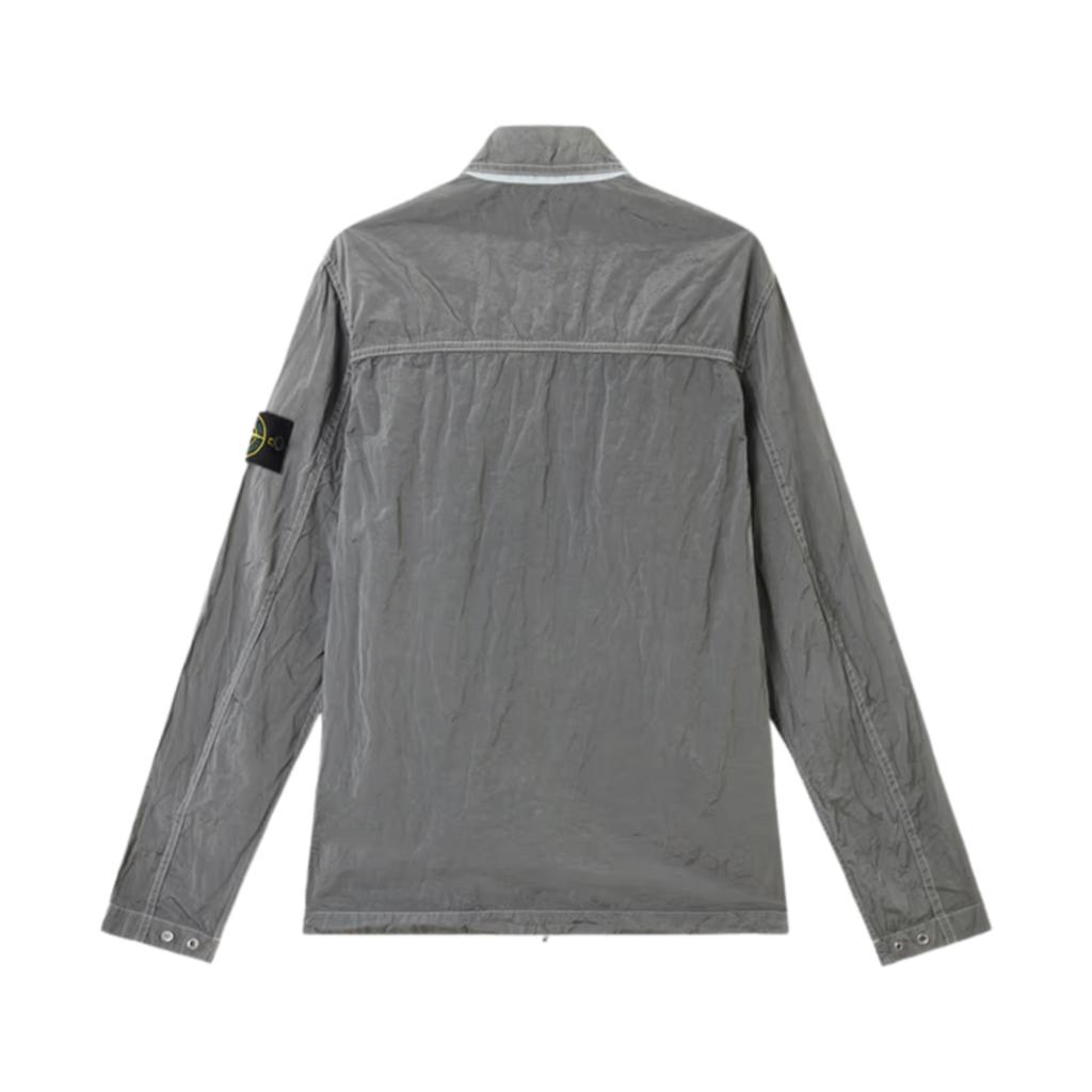 Stone Island Ss25 Nylon Metal Solid Logo Patch Zip Long Sleeve Jacket Men jackets Silver-Gray K1S1512000-05S0019-V0061