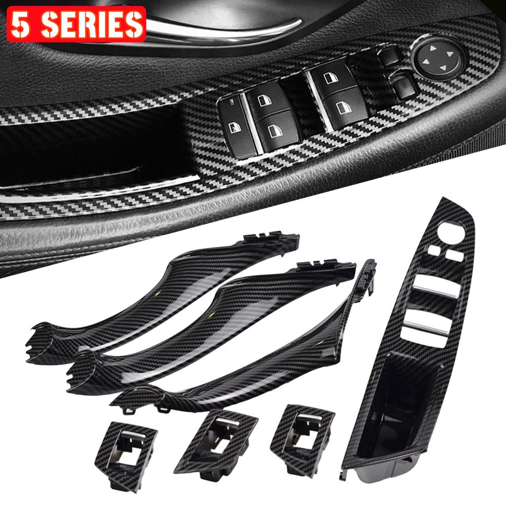

Ручка внутренней двери автомобиля с правым рулем LHD из углеродного волокна подходит для BMW 5 серии F10 F11 520d 525d 530d 535i Внутренняя панель Pull Trim