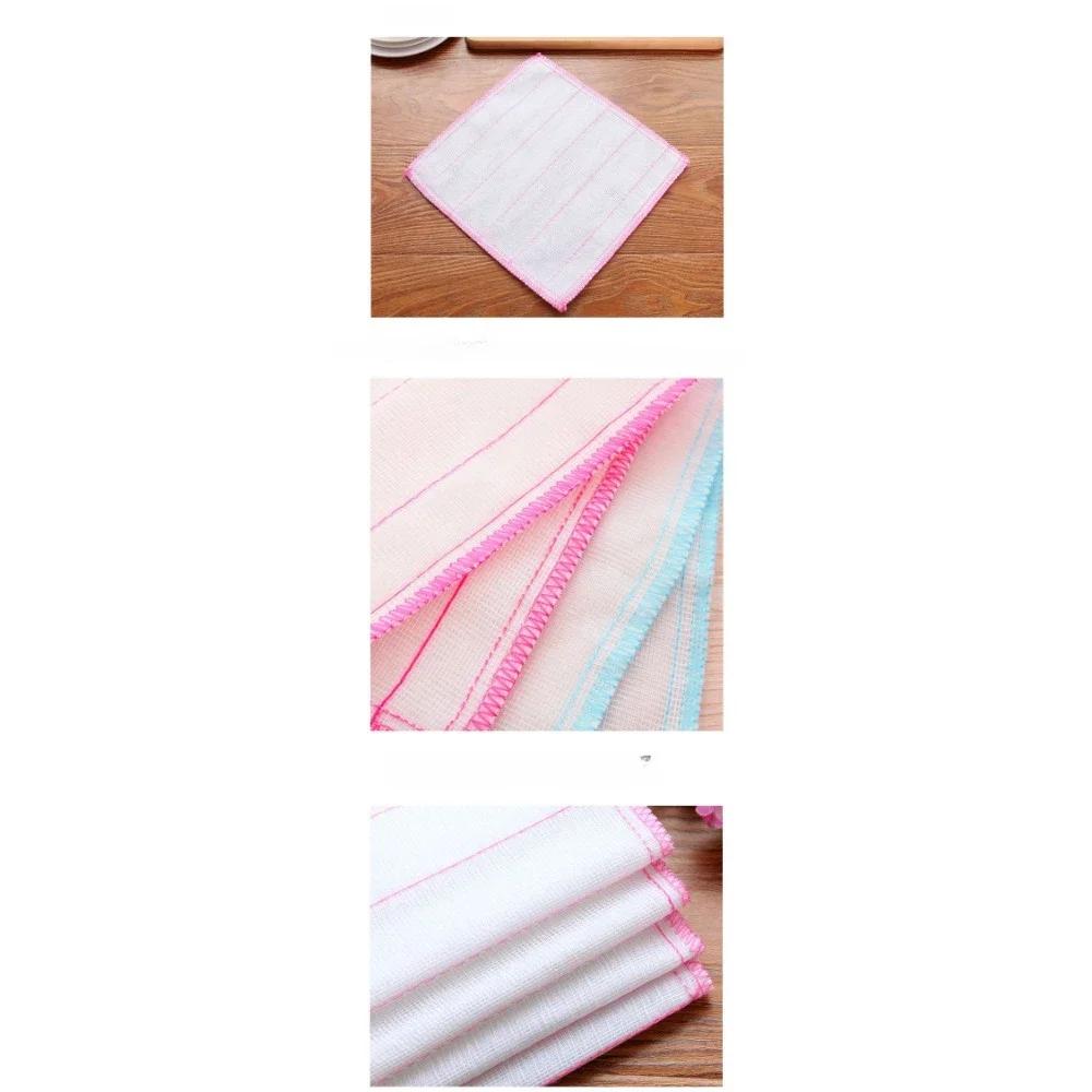 New Household Cleaning Cloth Kitchen Non Greasy Dishwashing Cloth Thickened 5-layer 28 * 28cm Cotton Yarn Brush Bowl
