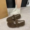 Plush Warm Flat Shoes Autumn and Winter New Round Toe One Strap Soft Sole Non-slip Cotton Shoes