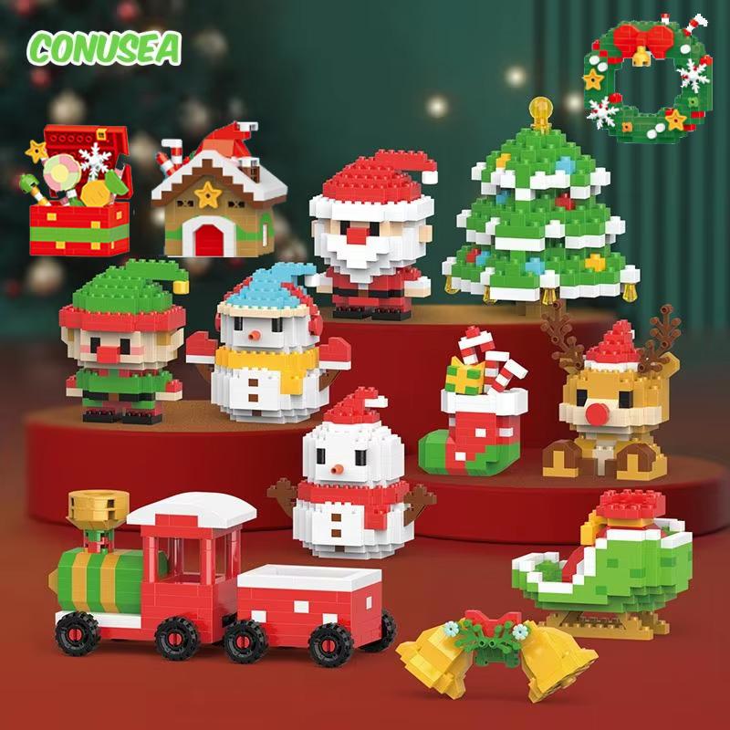 Weihnachtsbausteine Geschenke 6/12 Stil Set Bausteine Weihnachtsmann Rentier Heiligabend Puzzle Zusammenbau Steine Tischdekoration Kinder Geschenke