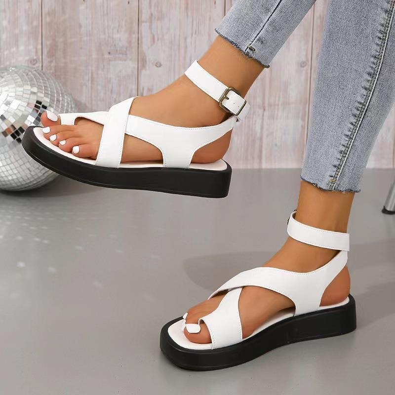 Beach Women's Sandals Classic Clogs Heel Black Buckle Strap Open Toe Sandals Platform Women Gladiator Muffin Sandals for Women