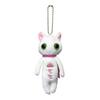 Mitsumeruneko Ball Chain Mascot Cat, Nyanko, White Cat, Black Cat Mascot, Soft and Fluffy Plush Toy (Peach)