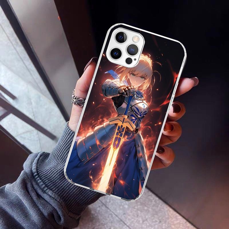 Fate Zero Stay Night Saber Phone Case For iPhone 17 Air 11 13 Mini 14 15 Plus 16 12 Pro Max 16E SE 7 8 Pattern Soft TPU Back Cov