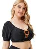 Rosegal Plus Size Raglan Sleeves Cutout Padded Bikini Top